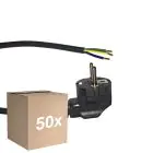 Multipack 50x Noxion Power Supply Cable Black - Schuko Europlug + Open Ends - 5m - 3 pole 0,75mm2